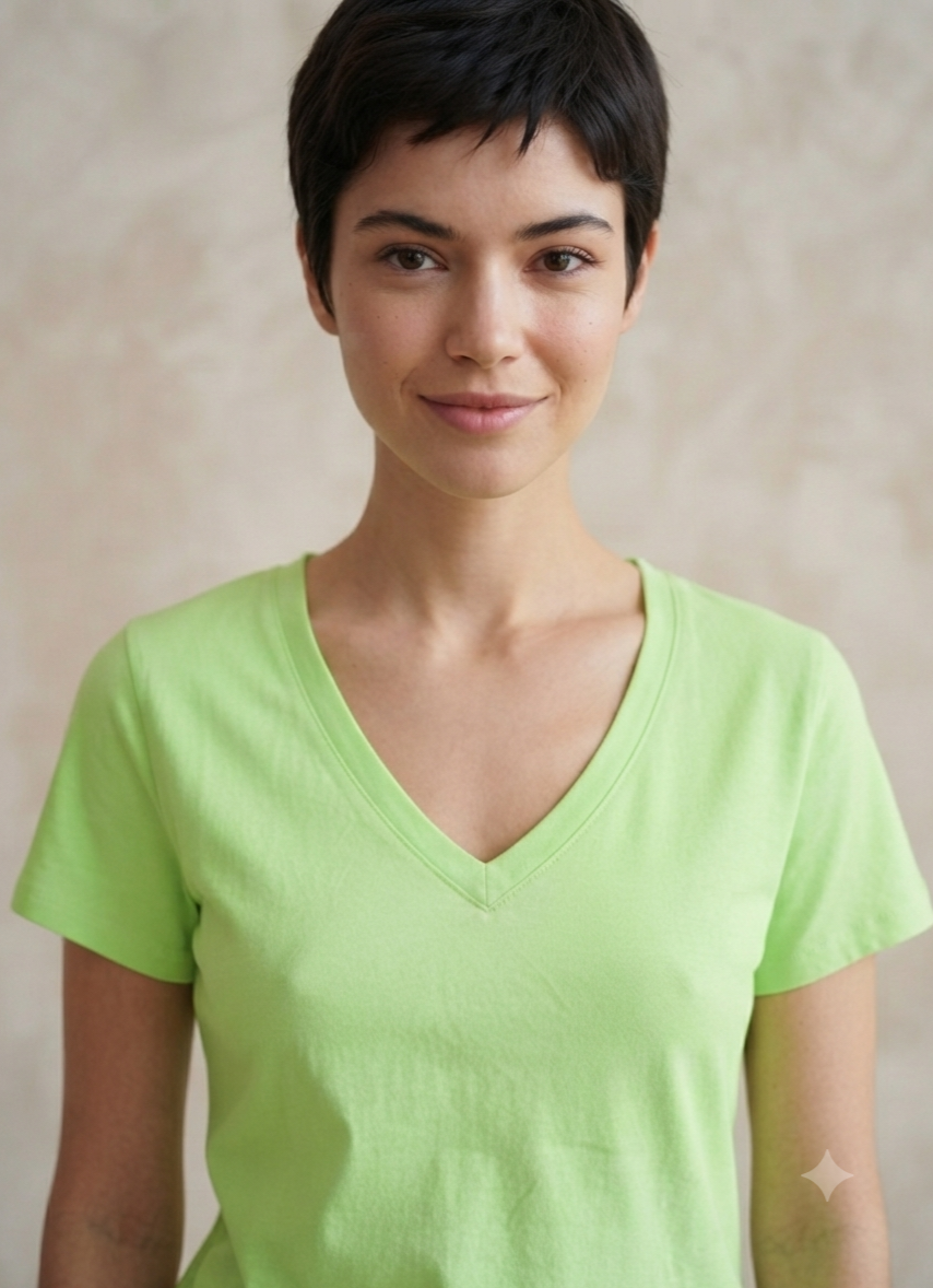 T-shirt col en V.